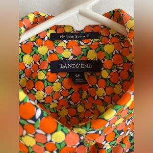 LANDS END Citrus Print Supima No-Iron Button Down - 6P